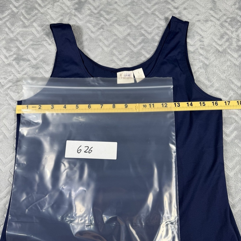 Chico's Women's Tank Top Size Medium (1) Midnight Blue Dressy Blouse - Picture 5 of 5